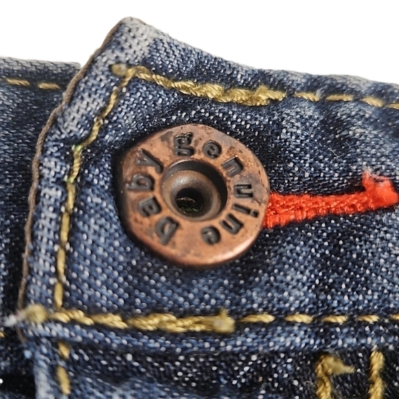 Vintage Retro Genuine Kids 4 Pocket Elastic Waist Denim Cuffed Jeans, 9 Months - Picture 2 of 5